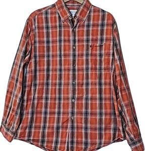 Carhartt Mens Sz Large Long Sleeve Plaid 100% Cotton Button Down Shirt